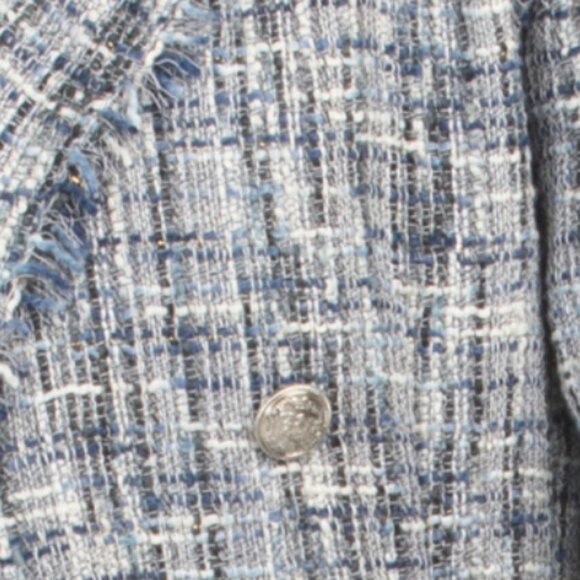 ELLEN TRACY Fringe Trim Double Breasted Boucle Blazer - Picture 3 of 3